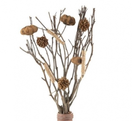 Buchet flori uscate decorative artificiale in vaza tip sticla [3]