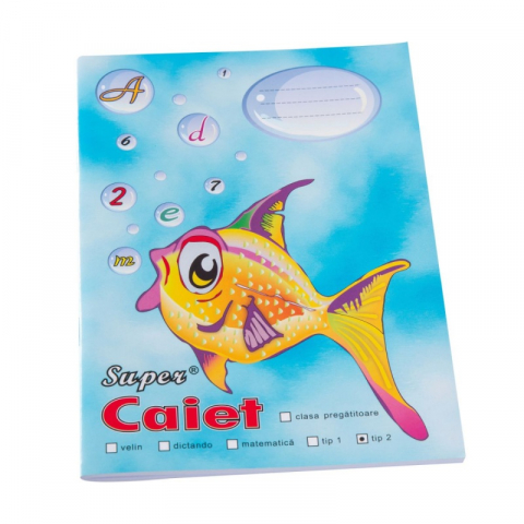 Caiete - Caiet A5 SUPER tip II, 48 file, 80g, colecția Peștișor