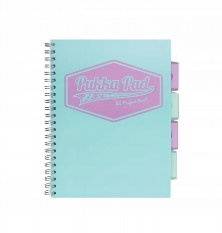 Papetarie & Birotica - Caiet cu Spirală și 5 Separatoare Pukka Pad Project Book Pastel B5, 200 Pagini Matematică, Coperți PP