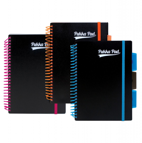 Papetarie & Birotica - Caiet cu Spirală și Separatoare Pukka Pad PP Neon A5, 200 Pagini Dictando, Portocaliu / Albastru / Roz