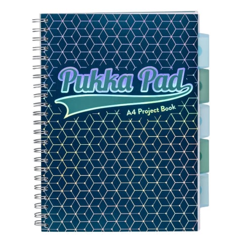 Papetarie & Birotica - Caiet cu Spirală și Separatoare Pukka Pad Project Book Glee A4, Dictando, Albastru Închis