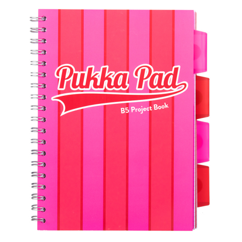 Papetarie & Birotica - Caiet cu Spirală și Separatoare Pukka Pad Project Book Vogue B5, Matematică, 200 Pagini, Roz