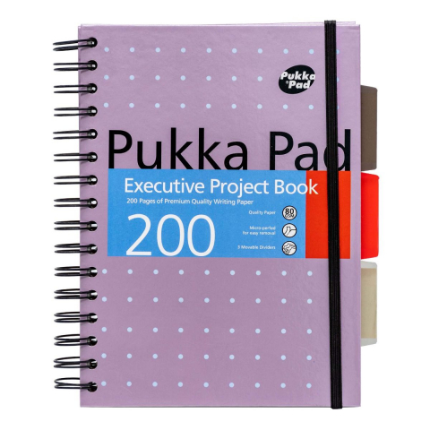 Papetarie & Birotica - Caiet cu Spirală și Separatoare Pukka Pad Executive Metallic Project Book A5, 200 Pagini, Copertă Pink