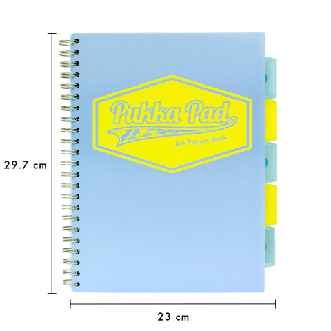 Papetarie & Birotica - Caiet cu Spirală și Separatoare Pukka Pad Project Book Pastel A4, Dictando, 200 Pagini, Copertă Blue