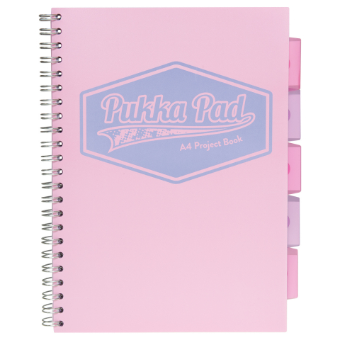 Papetarie & Birotica - Caiet cu Spirală și Separatoare Pukka Pad Project Book Pastel A4, Dictando, 200 Pagini, Copertă Roz