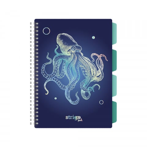 Caiete - Caiet cu Spirală și Separatoare Strigo Pads Project Book CARACATIȚĂ B5, Matematică, Navy Blue