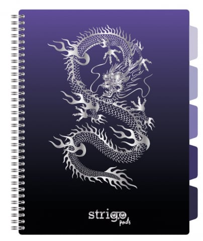 Caiete - Caiet cu Spirală și Separatoare Strigo Pads Project Book DRAGON A4, Matematică, Mov