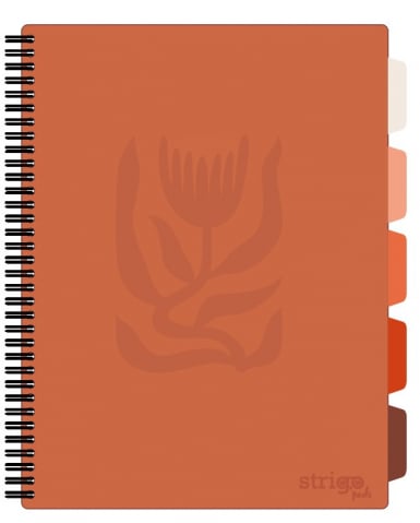 Caiete - Caiet cu Spirală și Separatoare Strigo Pads Project Book Floral A4, Matematică, Teracotă