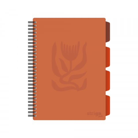 Caiete - Caiet cu Spirală și Separatoare Strigo Pads Project Book Floral B5, Matematică, Teracotă