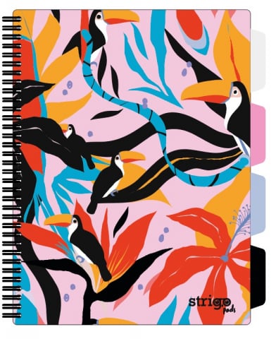 Caiete - Caiet cu Spirală și Separatoare Strigo Pads Project Book Jungle A4, Matematică, Roz