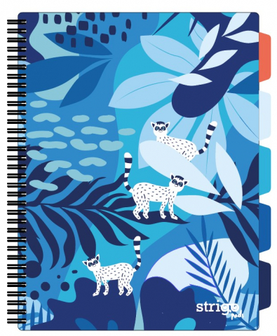Caiete - Caiet cu Spirală și Separatoare Strigo Pads Project Book Jungle A4, Matematică, Albastru