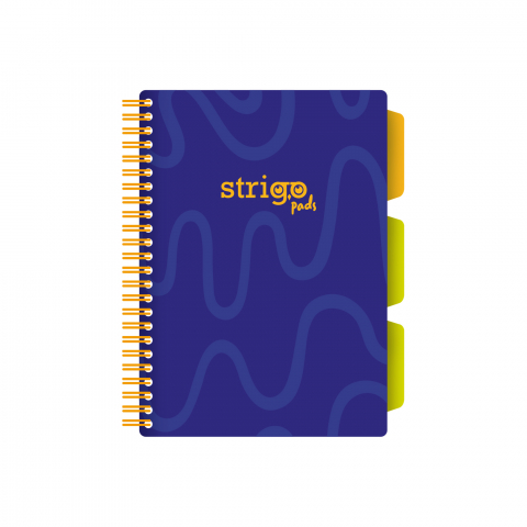 Caiete - Caiet cu Spirală și Separatoare Strigo Pads Project Book Neon A5, Dictando, Albastru
