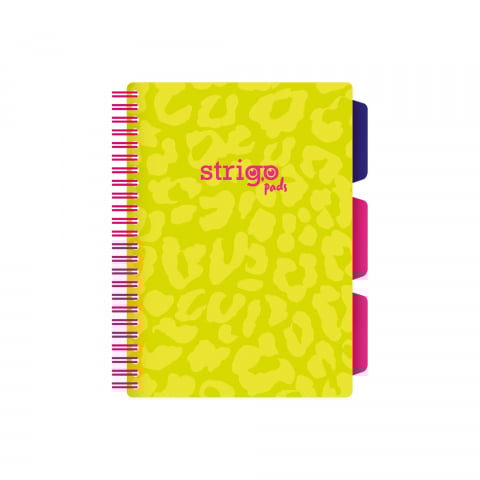 Caiete - Caiet cu Spirală și Separatoare Strigo Pads Project Book Neon A5, Dictando, Verde Neon