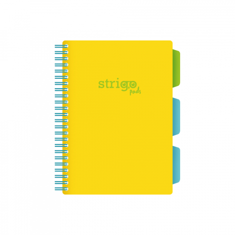 Caiete - Caiet cu Spirală și Separatoare Strigo Pads Project Book Neon A5, Dictando, Galben Neon