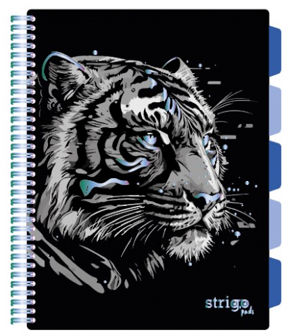 Caiete - Caiet cu Spirală și Separatoare Strigo Pads Project Book TIGRU A4, Dictando, Negru
