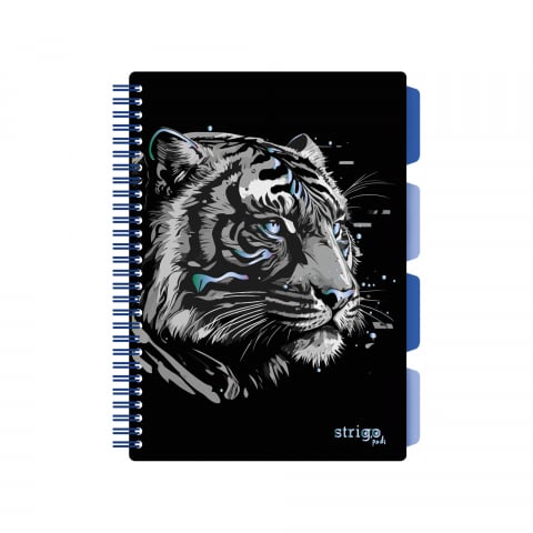 Caiete - Caiet cu Spirală și Separatoare Strigo Pads Project Book TIGRU B5, Dictando, Negru