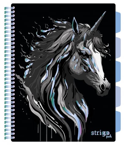 Caiete - Caiet cu Spirală și Separatoare Strigo Pads Project Book Unicorn A4, Dictando, Negru
