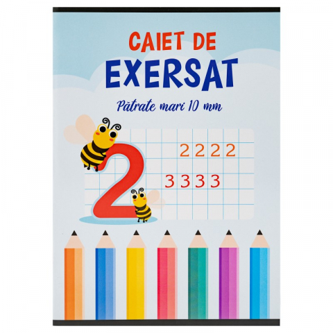 Caiet de exersat A5 pentru prescolari si scolari, 24 file, patratele mari 10mm [1]