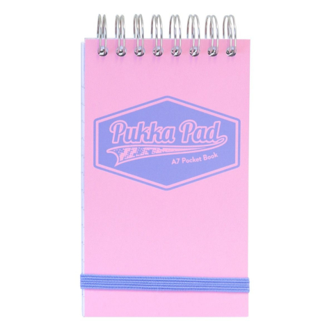 Papetarie & Birotica - Caiet Pukka Pad Pastel A7, 100 Pagini Dictando, Hârtie 80g, Coperți Cartonate, Roz