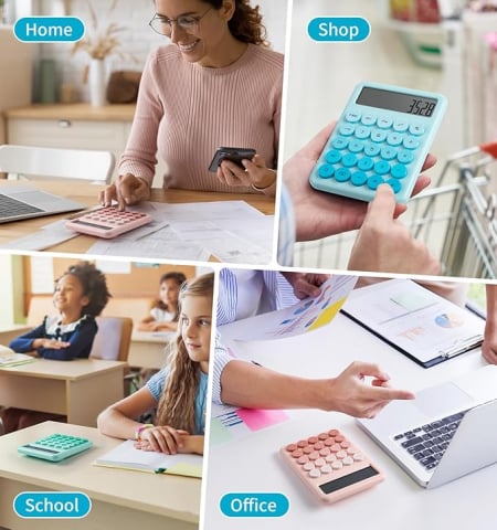 Calculator electronic cu afisare pentru scoala, birou, 12 digiti, albastru deschis,14.5x10.5 cm [5]