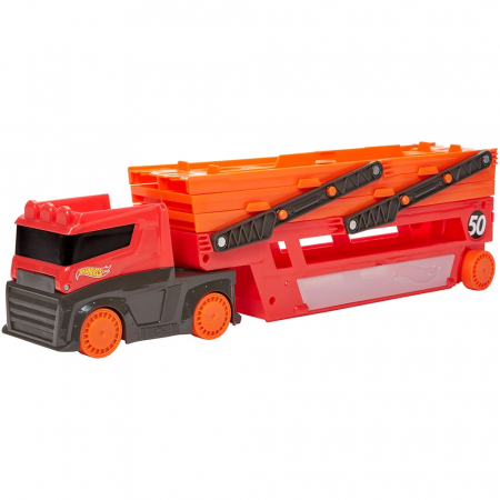 Masinute si vehicule cu telecomanda - Camion trailer Hot Wheels cu 6 nivele