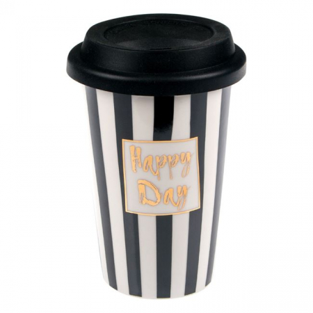 Cani si cesti - Cana TO GO Happy Day cu capac pentru cafea