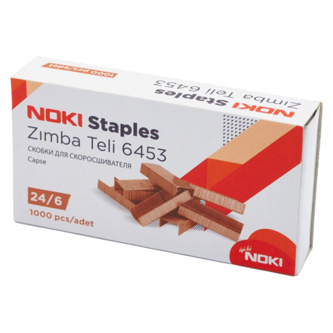 Capsatoare si decapsatoare - Capse Noki 6453, 24/6, 30 coli, auriu, set 1000 buc