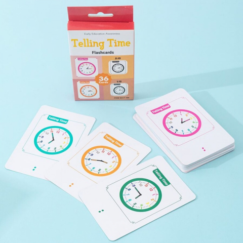 Jocuri si jucarii educative - Carduri pentru invatarea citirii ceasului in limba engleza,36/bucati/set