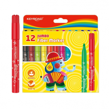 Carioci - Set 12 carioci lavabile cu varf gros