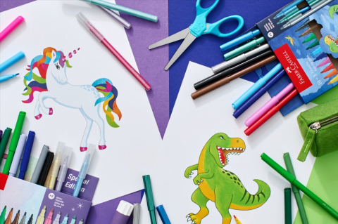 Carioci Faber-Castell Unicorni 18+6 culori, pastel cu sclipici [3]