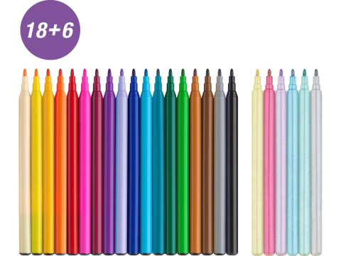 Carioci Faber-Castell Unicorni 18+6 culori, pastel cu sclipici [1]