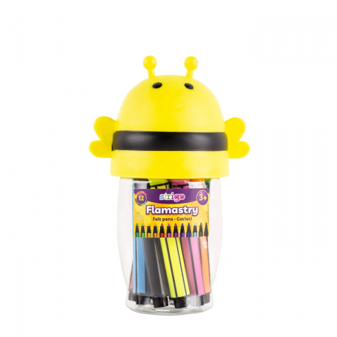 Produse art & craft-Lucru manual - Carioci groase lavabile in cutie Albinuta, 12 culori/set