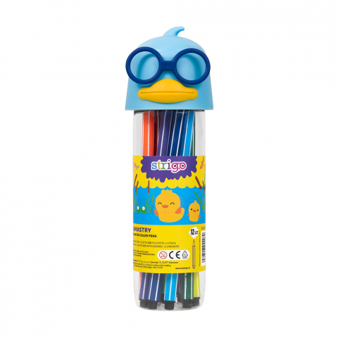 Produse art & craft-Lucru manual - Carioci lavabile Strigo in cutie depozitare Rata,12 culori/set