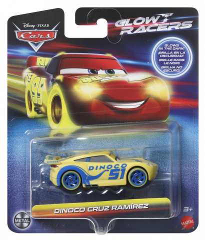 Jocuri si articole copii - Cars Glow Racers Masinuta Metalica Dinoco Cruz Ramirez 1:55