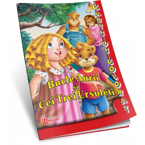 Carti de colorat - Carte de colorat și povești –Bucle Aurii si cei 3 ursuleti, tip A5, 16 pagini