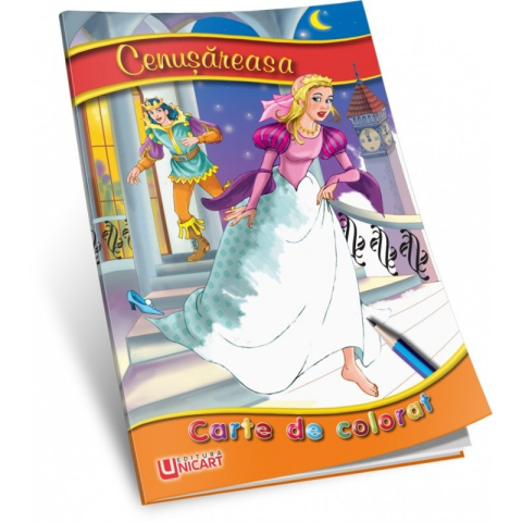 Carti de colorat - Carte de colorat și povești – Cenusareasa, tip A5, 16 pagini
