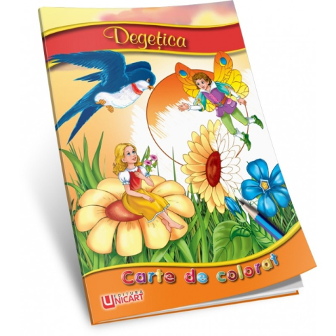 Carti de colorat - Carte de colorat și povești – Degețica, tip A5, 16 pagini