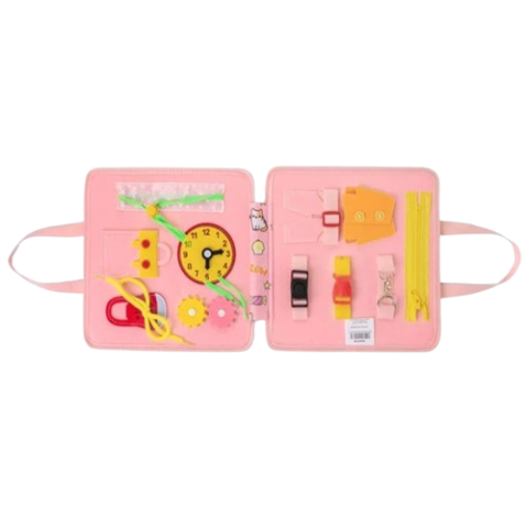 Carticica educativa Pisicuta din fetru cu activitati, roz, 28x30 cm [2]