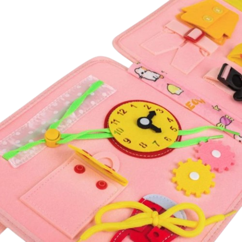 Carticica educativa Pisicuta din fetru cu activitati, roz, 28x30 cm [3]