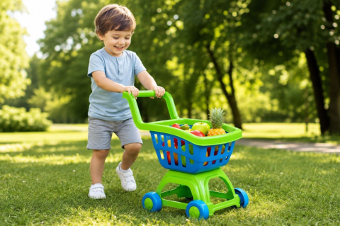 CARUCIOR CUMPARATURI CU FRUCTE ALBASTRU VERDE [2]