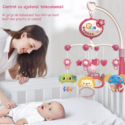 Carusel muzical pentru patut, roz [3]