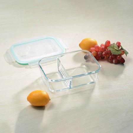 Caserola cu capac din sticla pentru alimente,2 compartimente,1000 ml [1]