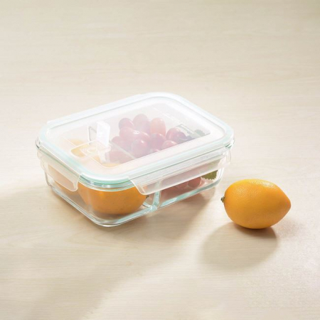 Caserola cu capac din sticla pentru alimente,2 compartimente,1000 ml [2]