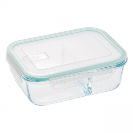 Articole Bucatarie - Caserola cu capac din sticla pentru alimente,2 compartimente,1000 ml