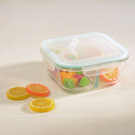 Caserola cu capac din sticla pentru alimente,2 compartimente,1100 ml [2]