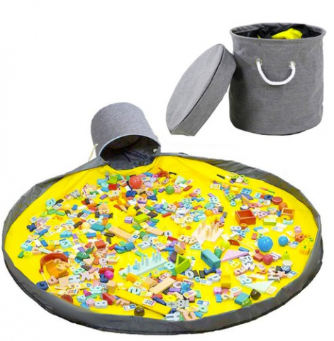 Cos organizator 2 in 1 pentru jucarii cu covoras cu diametru de 135 cm, 31x27 cm [9]