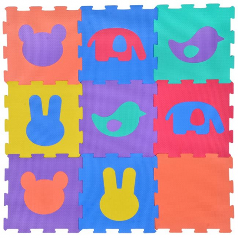 Jocuri si articole copii - Covor de joaca din spuma tip puzzle cu animale,9 piese