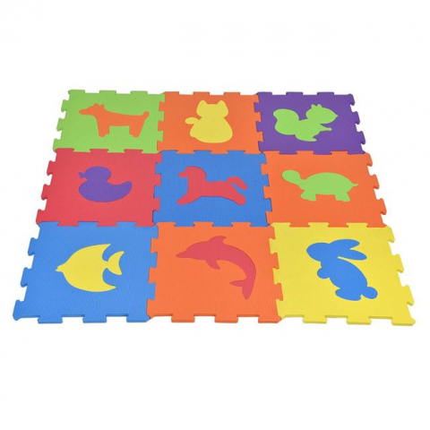 Covor de joaca tip puzzle,animale,spuma,multicolor,9 piese [1]