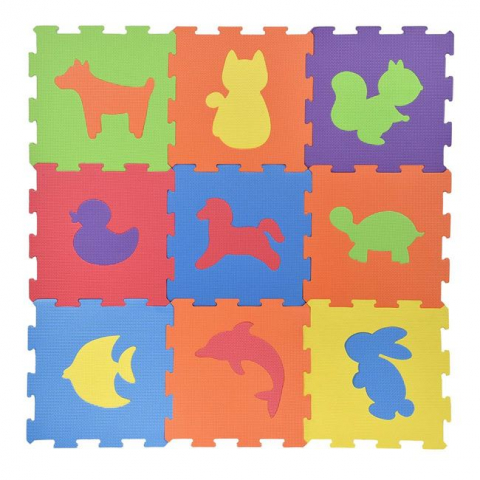 Jocuri de Rol - Covor de joaca tip puzzle,animale,spuma,multicolor,9 piese