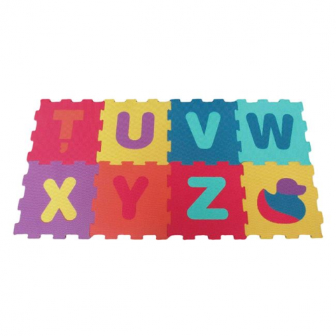 Covor de joaca tip puzzle cu 7 litere si o ratusca,spuma,multicolor,8 piese [0]
